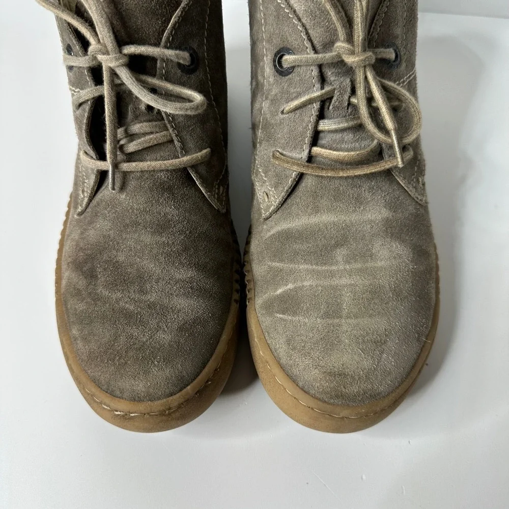 Josef Seibel Maren 02 Chukka Boots Taupe Gray Suede Fleece Lined Sz 37/US 6.5-7‎